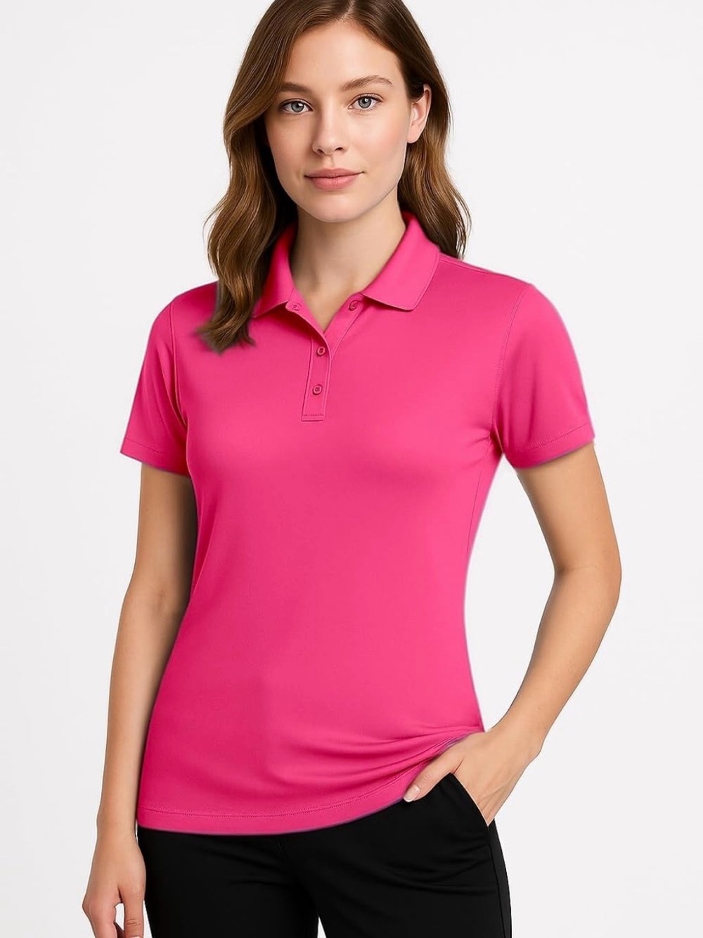 Animal Den Women's Fuchsia Short Sleeve Golf Shirt